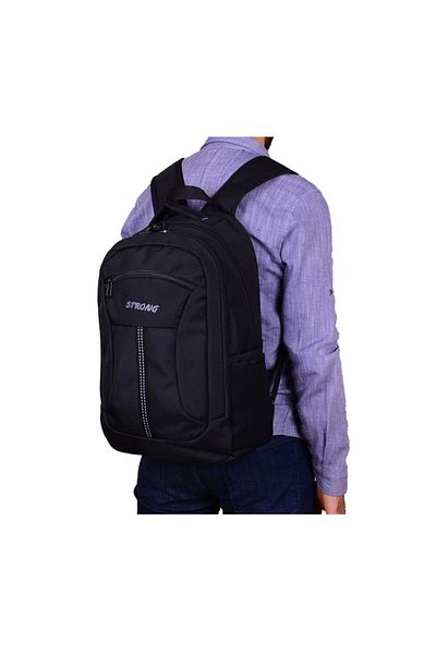 Strong Bag Unisex Μαύρη Σχολική Τσάντα, Casual Backpack Τσάντα Ταξιδίου