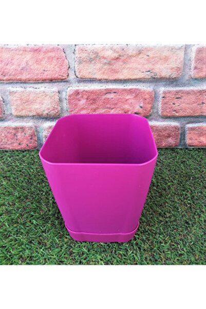 Ekodoğa Safir Saksı 2 Adet 1,8 Lt Vişne Renkli Saksı Kare Saksı Tabaklı Saksı...