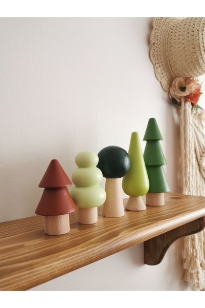 Mesu Ahşap Oyuncaklar Mesu 5-Piece Waldorf Wooden Tree Play Set Summer