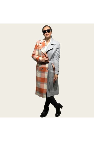 Ortaya Çık Women's Orange Double Color Detailed Kachet Coat