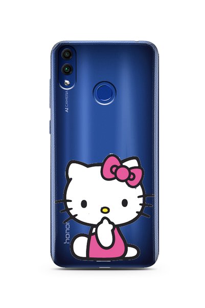 Spoyi Hello Kity Tasarımlı Süper Şeffaf Silikon Telefon Kılıfı Huawei Honor 8c