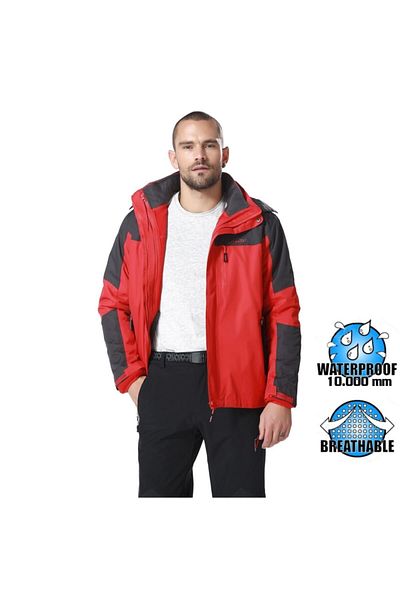 Evolite Men's Gray Red Diva 3 in 1 Coat