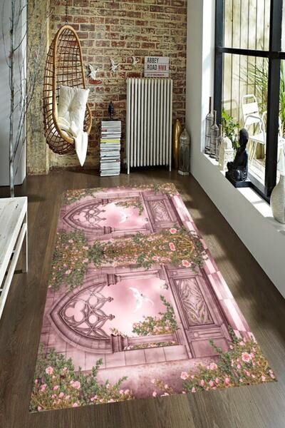 MODANOİVA Leke Tutmaz Yıkanabilir Kaymaz Dot Taban Dijital Baskı Salon Halısı...