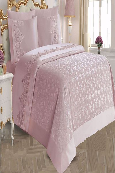 BELLOO HOME طقم بيكيه دانتيل فرنسي مزدوج من Sultans
