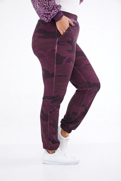 Seamoda Pantaloni de trening pentru femei, cu model de camuflaj, spălat cu ulei, cu picioare elastice