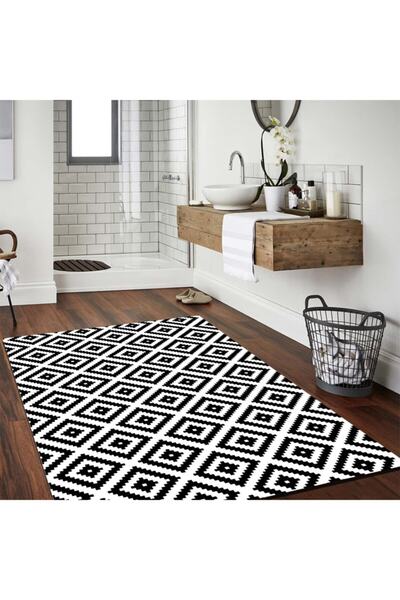 MODANOİVA Leke Tutmaz Yıkanabilir Kaymaz Dot Taban Dijital Baskı Salon Halısı Mrc77