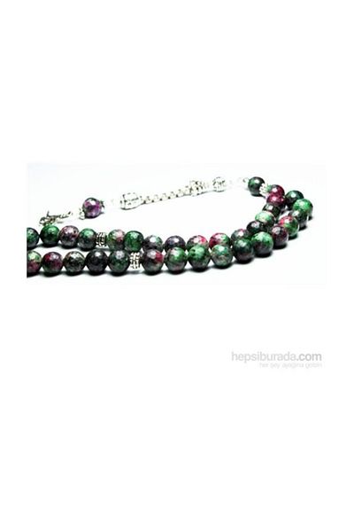 RD EKOAVM 8 Mm Facet Cut Ruby Emerald Color Agate Stone Rosary