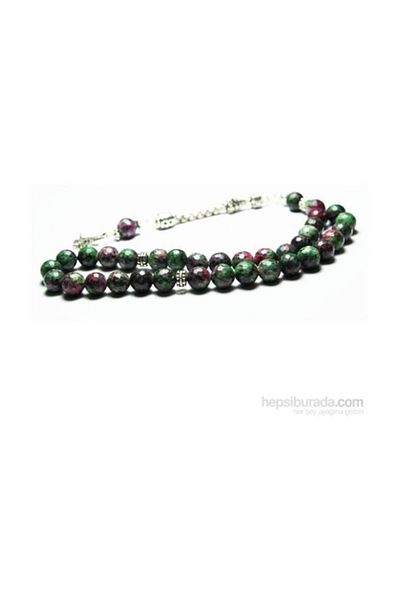 RD EKOAVM 8 Mm Facet Cut Ruby Emerald Color Agate Stone Rosary