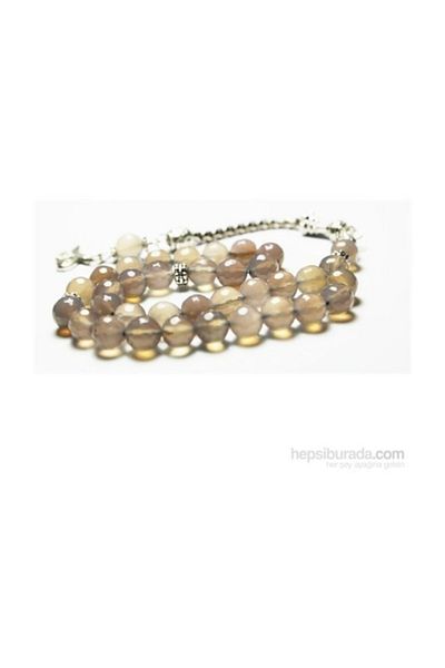 RD EKOAVM 8 Mm Facet Cut Gray Agate Stone Rosary