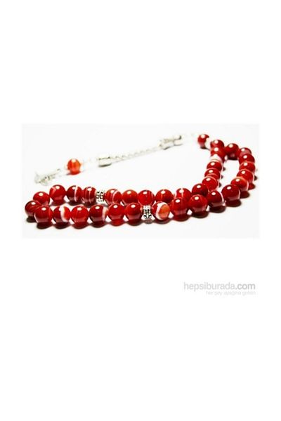 RD EKOAVM 8 Mm Globe Cut Brown White Striped Agate Stone Rosary