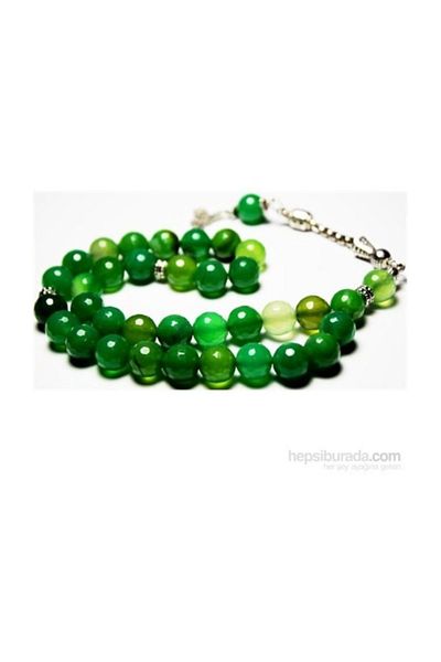 RD EKOAVM 11 Mm Facet Cut Green Agate Stone Rosary
