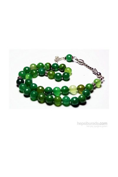 RD EKOAVM 11 Mm Facet Cut Green Agate Stone Rosary