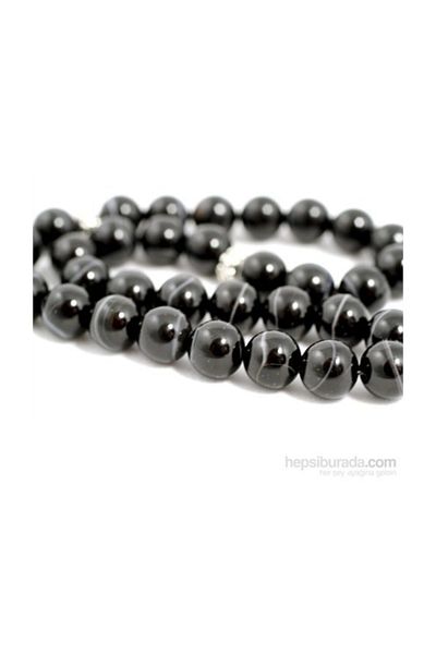 RD EKOAVM Black Striped Agate 8 Mm Globe Cut Rosary