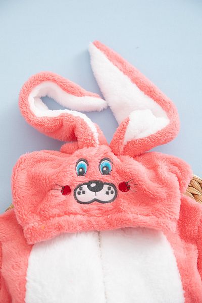 ALYAKİDS Pomegranate Flower Patterned Children's Rabbit Eared Jumpsuit