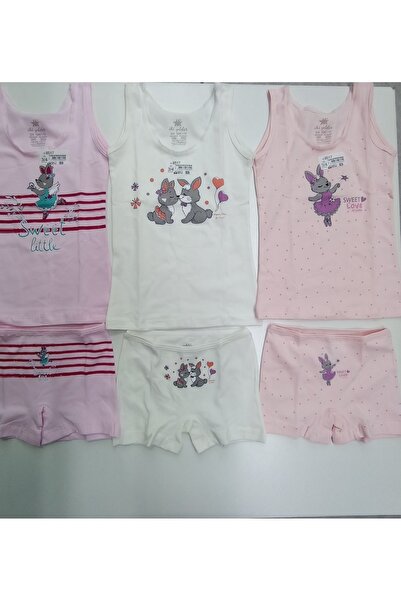 İki Yıldız Κοριτσίστικο λευκό βαμβακερό 3 τεμάχιο εμπριμέ αθλητικό μποξερ κοσ...