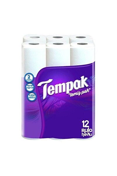 Tempak Kağıt Havlu Çift Katlı 12 Rulo 2 Adet