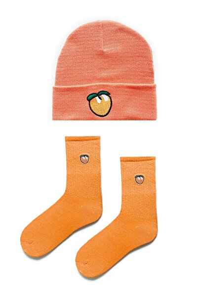 Socks Stations Унісекс набір шкарпеток і шапки з вишивкою у вигляді персика