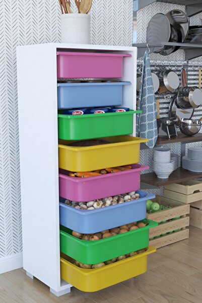 Genel Markalar Birnurpazar 8 Sepetli Oyuncak Dolabı Çok Amaçlı Dolap - Renkli