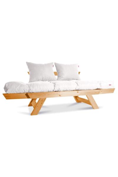 Mobildeco Kombin Wood Ahşap Iki Kişilik Kanepe (ceviz/krem)