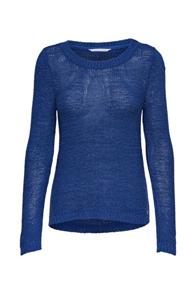ONLY Kadın Mavi Bisiklet Yaka Arkası Uzun Yumuşak Örgü Kazak 15113356 ONLGEENA
