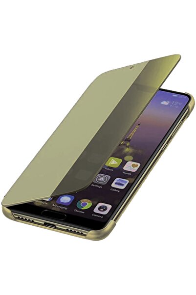 Smart Tech Huawei P20 Lite Yarım Cam Kapaklı Kılıf Kahverengi