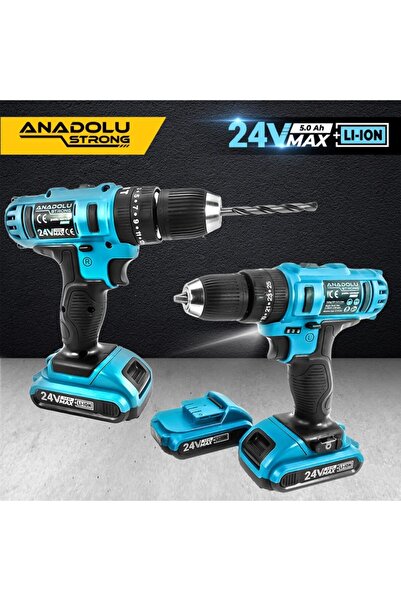 Anadolu Strong Çift Li-ion Bataryalı Darbeli 27 Parçalı Matkap Ans1045 24w 5ah
