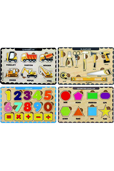 MAKETÇİNİZ 4 Adet Ahşap Bul Tak Eğitici Yapboz Puzzle Seti 5