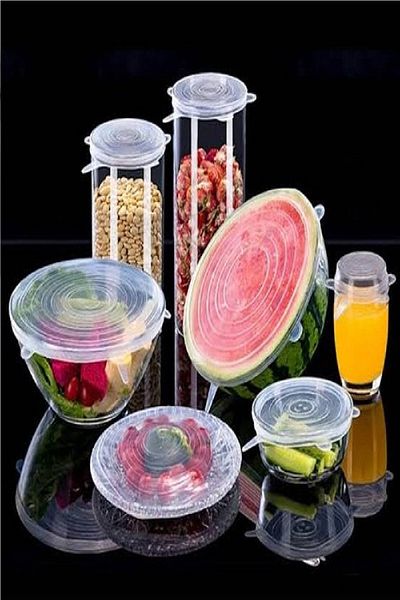 Jetfoni 6-Piece Silicone Strech Lids to Preserve Freshness - Silicone Lid White