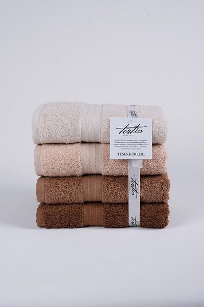 Tertio Rainbow 100% Cotton Extra Soft Coffee Tones Set of 4 Hand/Face Towels (4*50X90)