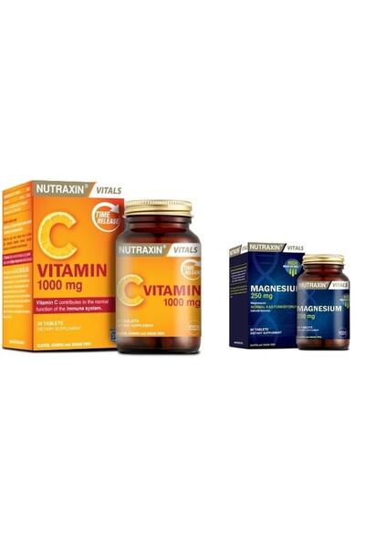 Nutraxin الماجنيسيوم وفيتامين سي 1000 ملغ للمساعدة في تقليل التعب والإرهاق
