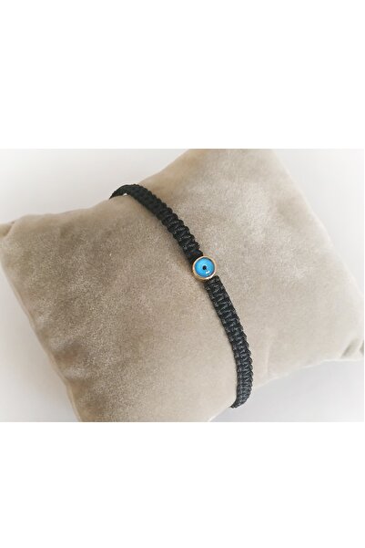 Qirpi Nazar Boncuklu Örgü Bileklik Mavi Renk Makrome Unisex 24cm