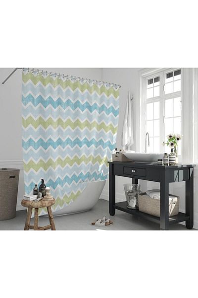 Zethome 1x180x200 Κουρτίνα ντουζιέρας με μονό φτερό με δώρο δαχτυλίδι - 3588