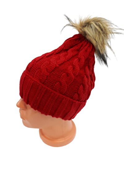 EDWOL قبعة فروي نسائية باللون الأحمر