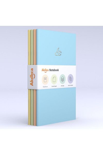 AKILLICA Notebook Set of 4 Notebooks Checkered Soft Pastel Notebook 10,5x16 Cm