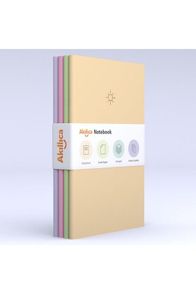 AKILLICA Notebook Set of 4 Notebooks Dotted Soft Pastel Notebook 10,5x16 Cm