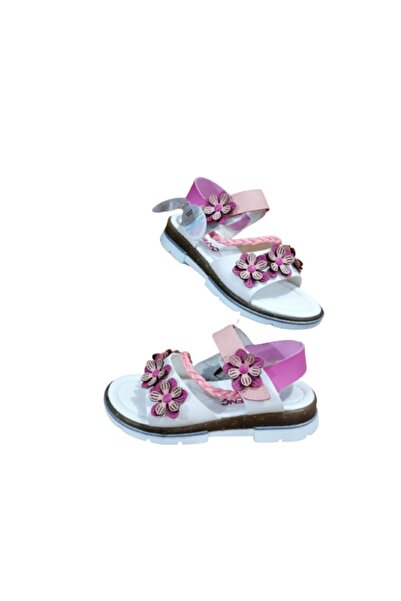 şirin bebe ve çocuk Kız Çocuk Pembe Çiçekli  Sandalet