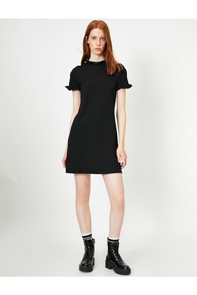 Koton Women's Black Crew Neck Dress