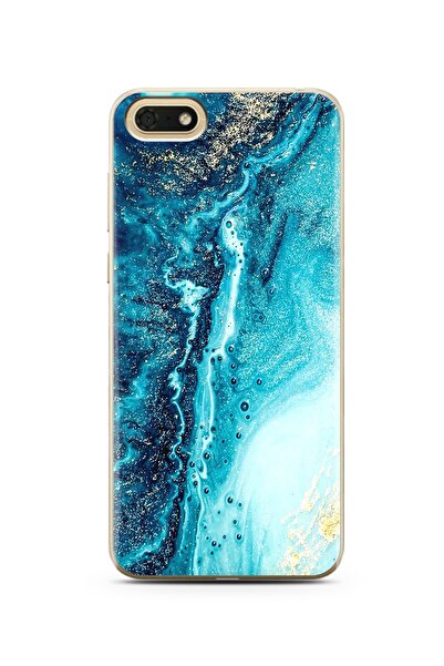 Spoyi Mavi Kumsal Tasarımlı Süper Şeffaf Silikon Telefon Kılıfı Huawei Honor 7s-y5 (2018)