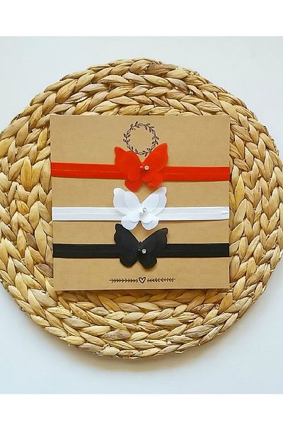 Asa Bebek Çocuk Baby Girl Butterfly Hair Band Set-3 Pieces