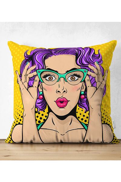 Realhomes غطاء وسادة من جلد الغزال المزخرف بنمط بوبارت باللون الأصفر على الوجهين