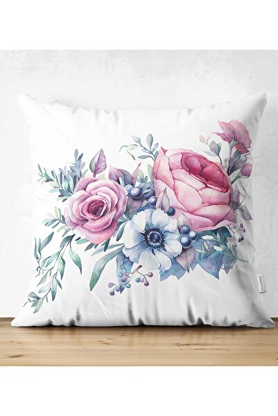 Realhomes Culoarea Liliac Motiv Begonia Imprimat Digital Husă de pernă din piele întoarsă dublu fata