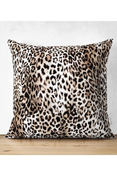Realhomes غطاء وسادة من جلد الغزال مطبوع رقميًا على شكل جلد الفهد مزدوج الجوانب