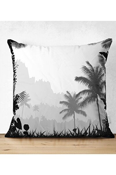Realhomes Double Sided Nature Themed Palm Tree Patterned Suede Throw Pillow C...
