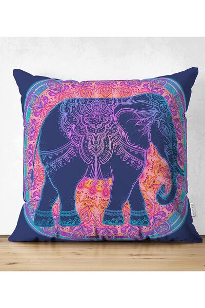 Realhomes Çift Taraflı Rengarenk Bohem Otantik Etnik Fil Desenli Süet Kırlent...