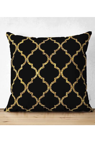 Realhomes Çift Taraflı Gold Detaylı Ogea Desenli Dekoratif Modern Süet Yastık...