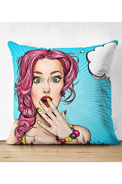 Realhomes Față de pernă decorativă din piele de căprioară cu model pop art cu două fețe