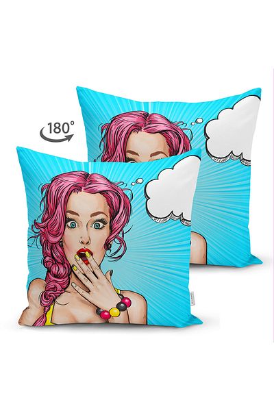 Realhomes Față de pernă decorativă din piele de căprioară cu model pop art cu două fețe