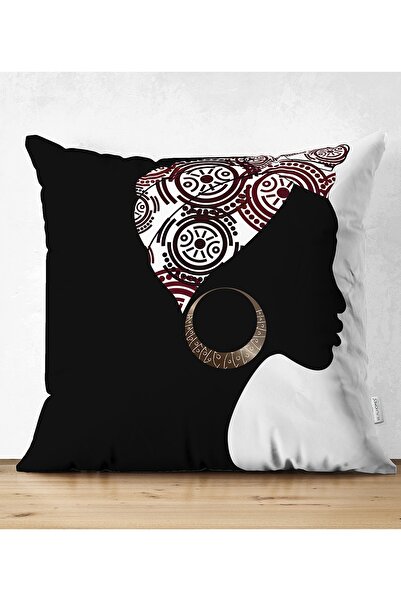 Realhomes Siyah Beyaz Zenci Kadın Dekoratif Kırlent Kılıfı