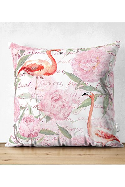 Realhomes غطاء وسادة من جلد الغزال مطبوع رقميًا بنمط فلامنغو مزدوج الجوانب