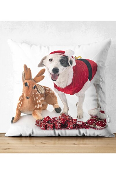 Realhomes Çift Taraflı Yılbaşı Kıyafetli Köpek Desenli Dijital Baskılı Modern...